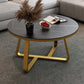 Round Slate Coffee Cocktail Table X-Base Coffee or End Table Gold Black Clearhalo 'Coffee & Accent Tables' 'Coffee Tables' 'coffee_tables' 'furn' 'furn_coffee_tables' 'Furniture' 'Living Room Furniture' 7475549