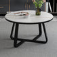 Round Slate Coffee Cocktail Table X-Base Coffee or End Table Black White Gold Clearhalo 'Coffee & Accent Tables' 'Coffee Tables' 'coffee_tables' 'furn' 'furn_coffee_tables' 'Furniture' 'Living Room Furniture' 7475553
