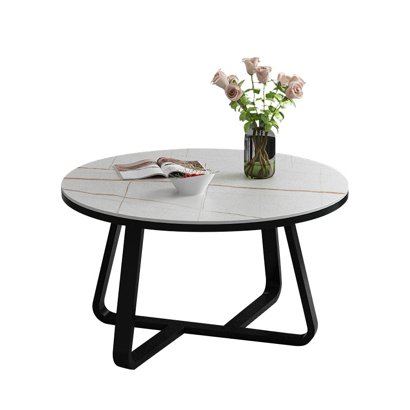 Round Slate Coffee Cocktail Table X-Base Coffee or End Table Clearhalo 'Coffee & Accent Tables' 'Coffee Tables' 'coffee_tables' 'furn' 'furn_coffee_tables' 'Furniture' 'Living Room Furniture' 7475554