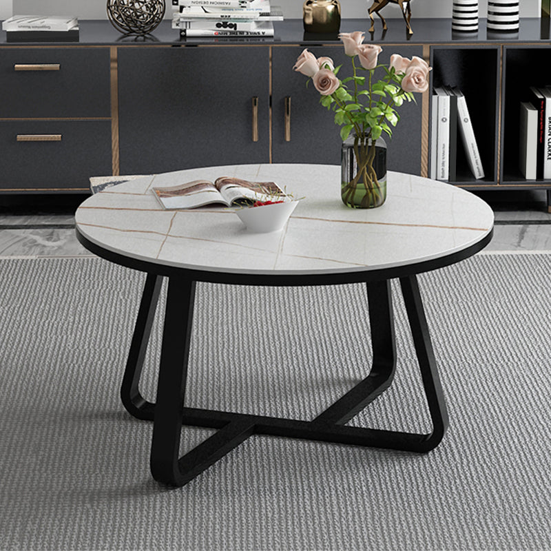 Round Slate Coffee Cocktail Table X-Base Coffee or End Table Clearhalo 'Coffee & Accent Tables' 'Coffee Tables' 'coffee_tables' 'furn' 'furn_coffee_tables' 'Furniture' 'Living Room Furniture' 7475556