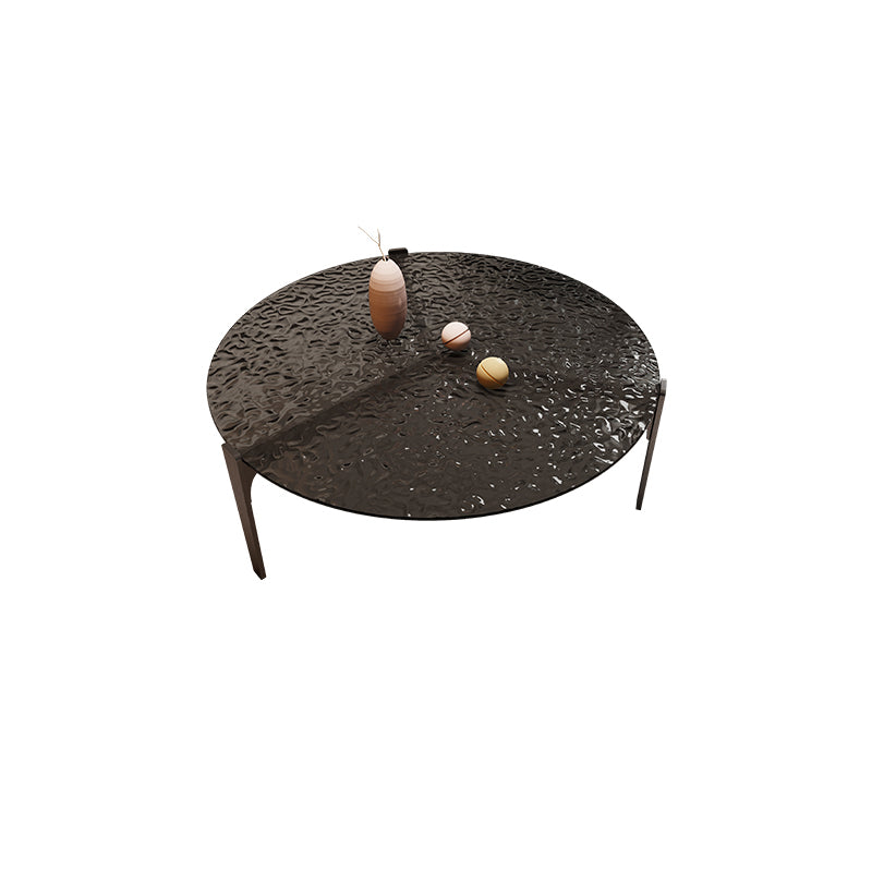 Contemporary Cocktail Table 3 Legs Glass Coffee Cocktail Table 35"L x 35"W x 12"H Clearhalo 'Coffee & Accent Tables' 'Coffee Tables' 'coffee_tables' 'furn' 'furn_coffee_tables' 'Furniture' 'Living Room Furniture' 7475627