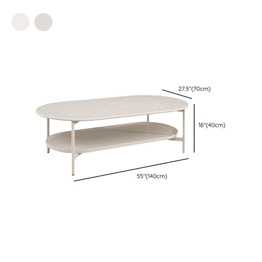 4 Legs Coffee Cocktail Table Wooden Oval Coffee or End Table with Shelf Clearhalo 'Coffee & Accent Tables' 'Coffee Tables' 'coffee_tables' 'furn' 'furn_coffee_tables' 'Furniture' 'Living Room Furniture' 7475651