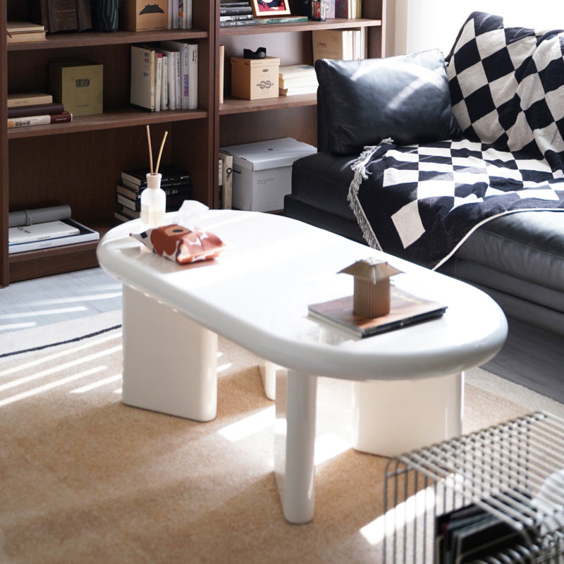 4 Legs Coffee Cocktail Table Wooden Oval Coffee or End Table Clearhalo 'Coffee & Accent Tables' 'Coffee Tables' 'coffee_tables' 'furn' 'furn_coffee_tables' 'Furniture' 'Living Room Furniture' 7475652