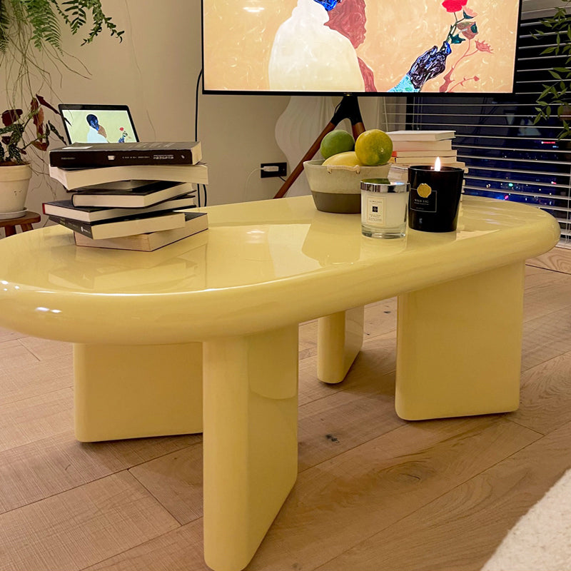4 Legs Coffee Cocktail Table Wooden Oval Coffee or End Table Clearhalo 'Coffee & Accent Tables' 'Coffee Tables' 'coffee_tables' 'furn' 'furn_coffee_tables' 'Furniture' 'Living Room Furniture' 7475657