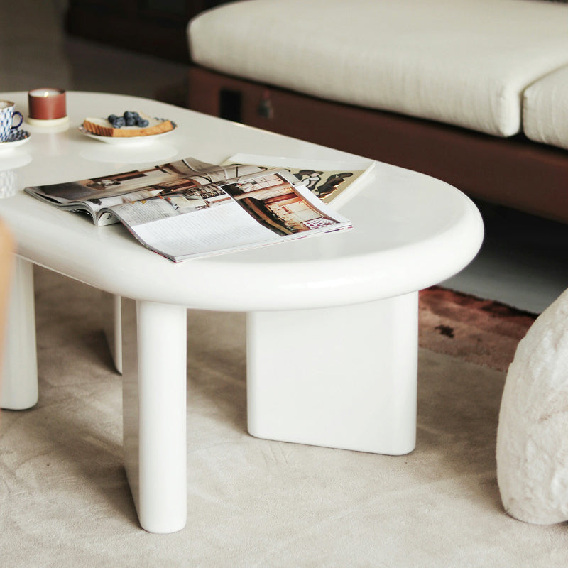 4 Legs Coffee Cocktail Table Wooden Oval Coffee or End Table Clearhalo 'Coffee & Accent Tables' 'Coffee Tables' 'coffee_tables' 'furn' 'furn_coffee_tables' 'Furniture' 'Living Room Furniture' 7475659