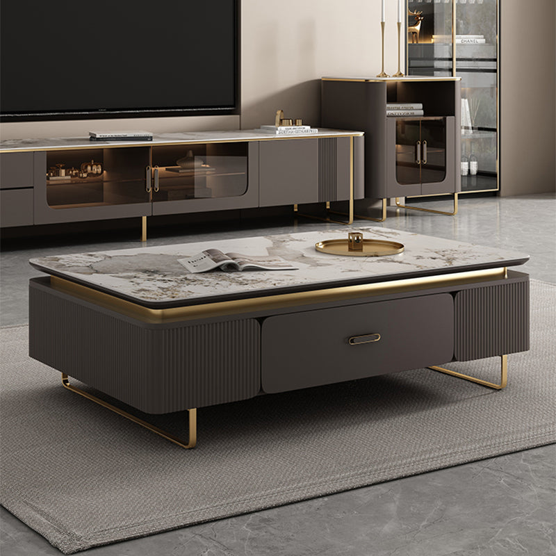 27" Wide Glam Cocktail Table Rectangle Stone Coffee Table with Drawer Clearhalo 'Coffee & Accent Tables' 'Coffee Tables' 'coffee_tables' 'furn' 'furn_coffee_tables' 'Furniture' 'Living Room Furniture' 7475678