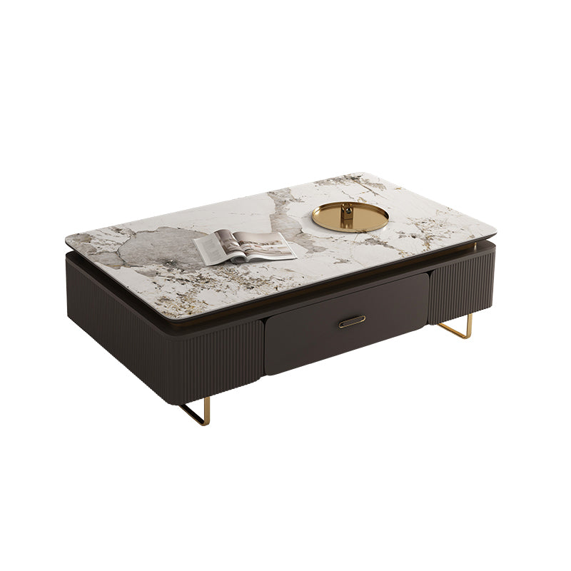 27" Wide Glam Cocktail Table Rectangle Stone Coffee Table with Drawer Pandora Brown Clearhalo 'Coffee & Accent Tables' 'Coffee Tables' 'coffee_tables' 'furn' 'furn_coffee_tables' 'Furniture' 'Living Room Furniture' 7475679