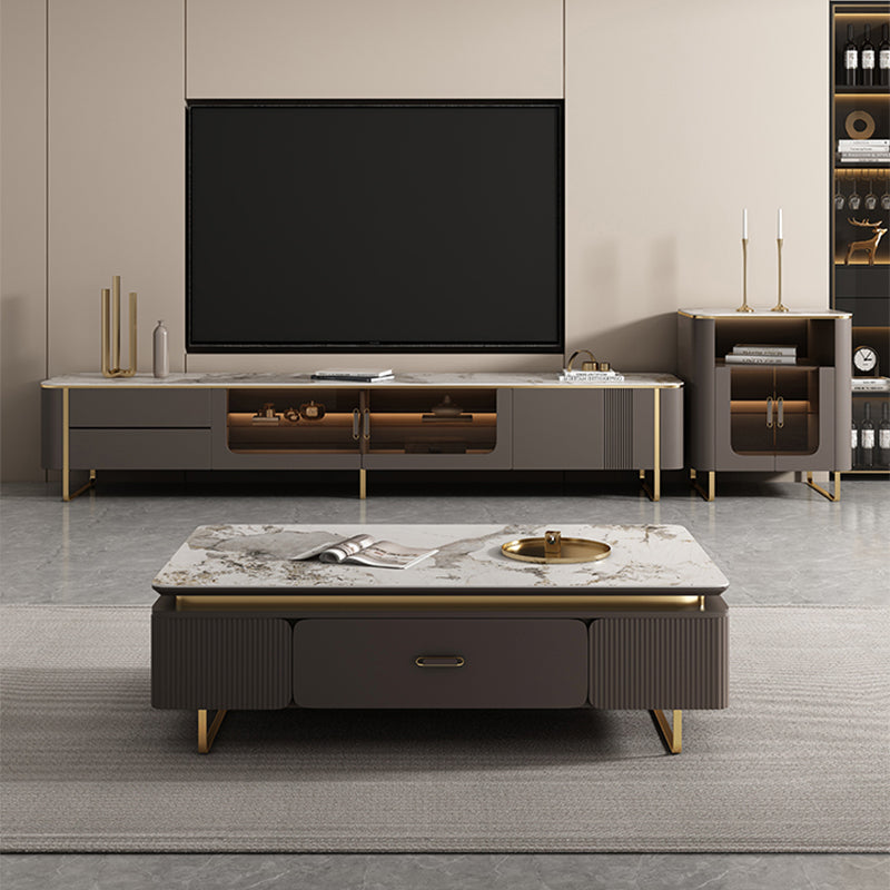 27" Wide Glam Cocktail Table Rectangle Stone Coffee Table with Drawer Clearhalo 'Coffee & Accent Tables' 'Coffee Tables' 'coffee_tables' 'furn' 'furn_coffee_tables' 'Furniture' 'Living Room Furniture' 7475681