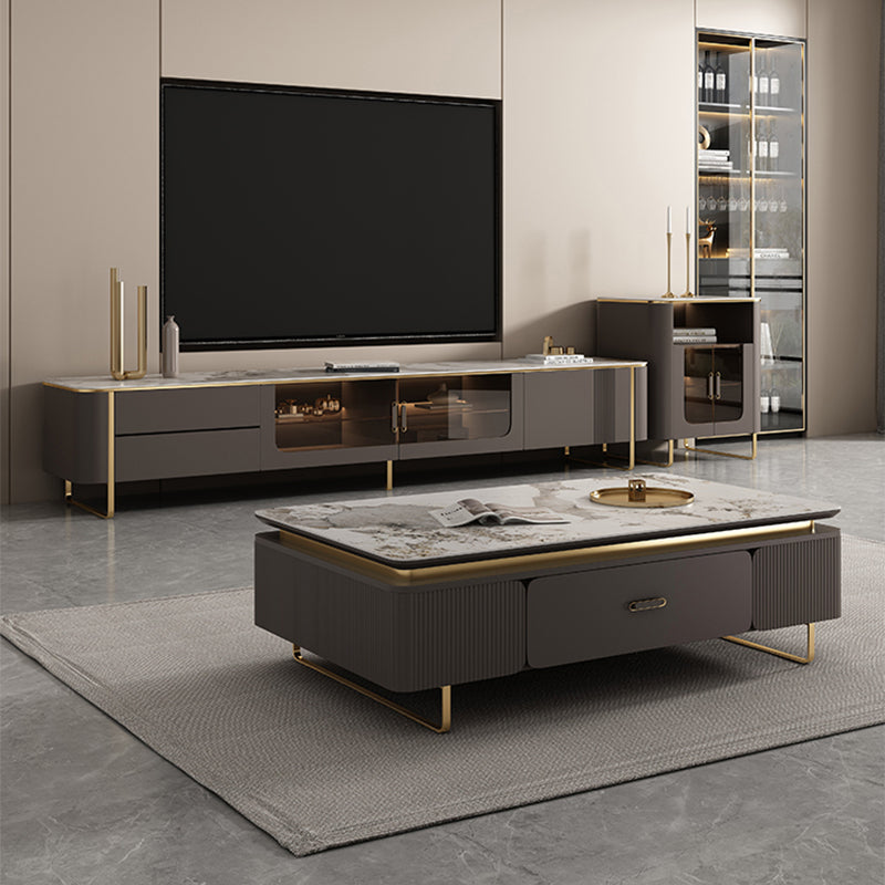 27" Wide Glam Cocktail Table Rectangle Stone Coffee Table with Drawer Clearhalo 'Coffee & Accent Tables' 'Coffee Tables' 'coffee_tables' 'furn' 'furn_coffee_tables' 'Furniture' 'Living Room Furniture' 7475682
