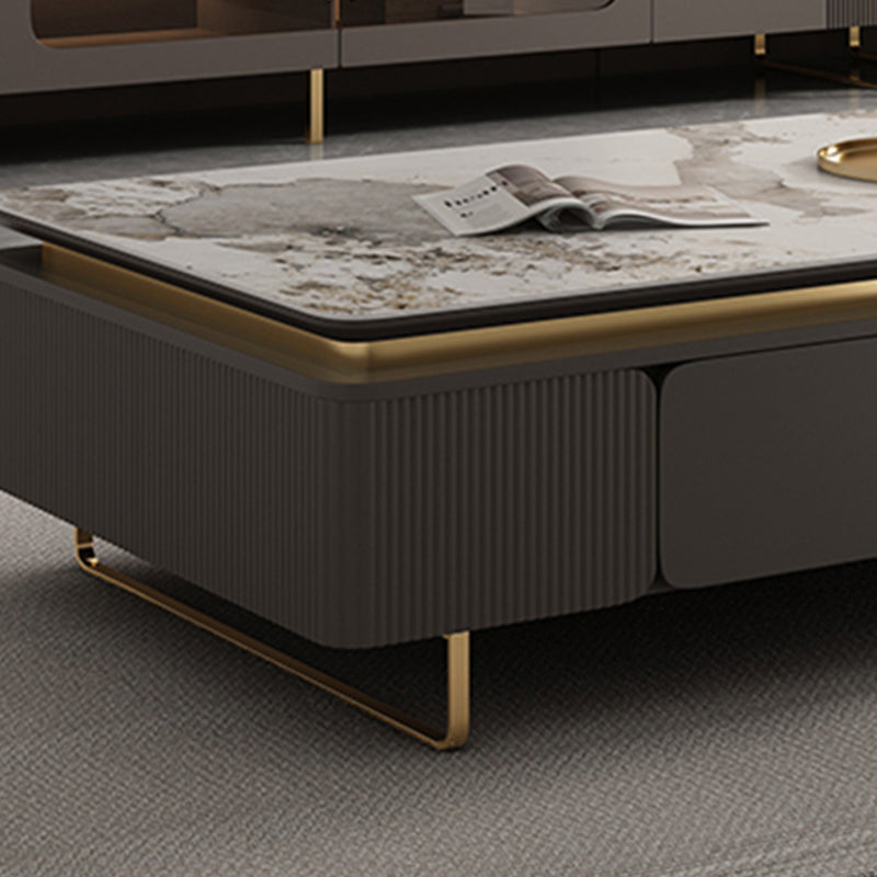 27" Wide Glam Cocktail Table Rectangle Stone Coffee Table with Drawer Clearhalo 'Coffee & Accent Tables' 'Coffee Tables' 'coffee_tables' 'furn' 'furn_coffee_tables' 'Furniture' 'Living Room Furniture' 7475688