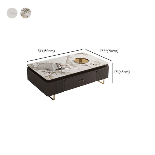 27" Wide Glam Cocktail Table Rectangle Stone Coffee Table with Drawer Clearhalo 'Coffee & Accent Tables' 'Coffee Tables' 'coffee_tables' 'furn' 'furn_coffee_tables' 'Furniture' 'Living Room Furniture' 7475689