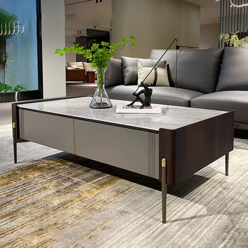 28" Wide Contemporary Cocktail Table White 4 Legs Stone Coffee Table Clearhalo 'Coffee & Accent Tables' 'Coffee Tables' 'coffee_tables' 'furn' 'furn_coffee_tables' 'Furniture' 'Living Room Furniture' 7475705