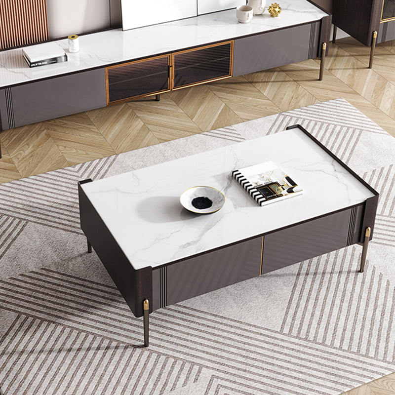 28" Wide Contemporary Cocktail Table White 4 Legs Stone Coffee Table Clearhalo 'Coffee & Accent Tables' 'Coffee Tables' 'coffee_tables' 'furn' 'furn_coffee_tables' 'Furniture' 'Living Room Furniture' 7475709