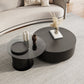 Round Coffee Table Modern Pedestal Nesting Coffee Table Set with 2 Drawers