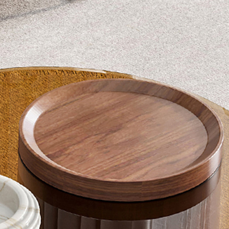 Round Coffee Table Modern Pedestal Nesting Coffee Table Set with 2 Drawers