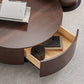 Round Coffee Table Modern Pedestal Nesting Coffee Table Set with 2 Drawers
