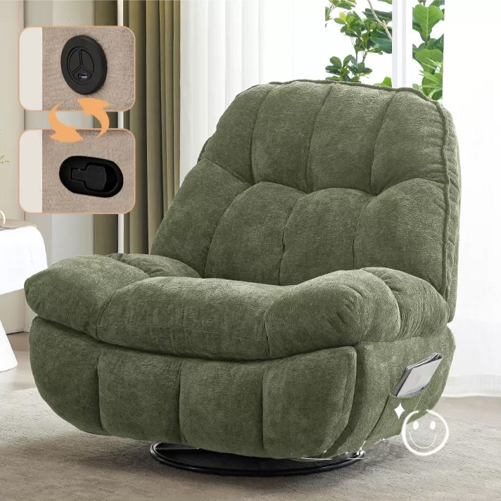 Contemporary Recliner Chair Swivel Rocker Metal Indoor Solid Color Side Pockets Green Clearhalo 'Chairs & Seating' 'furn' 'furn_recliners' 'Furniture' 'Living Room Furniture' 'Recliners' 7475758