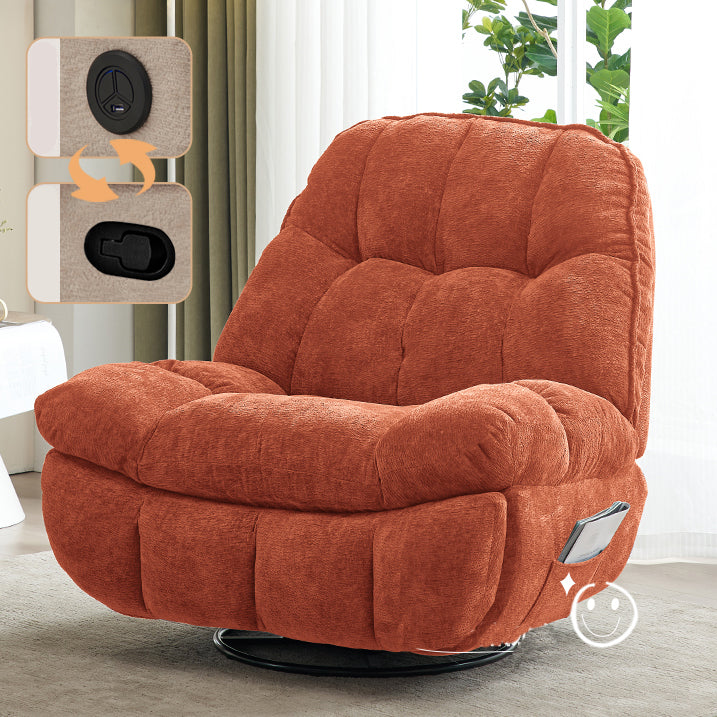 Contemporary Recliner Chair Swivel Rocker Metal Indoor Solid Color Side Pockets Orange Clearhalo 'Chairs & Seating' 'furn' 'furn_recliners' 'Furniture' 'Living Room Furniture' 'Recliners' 7475762