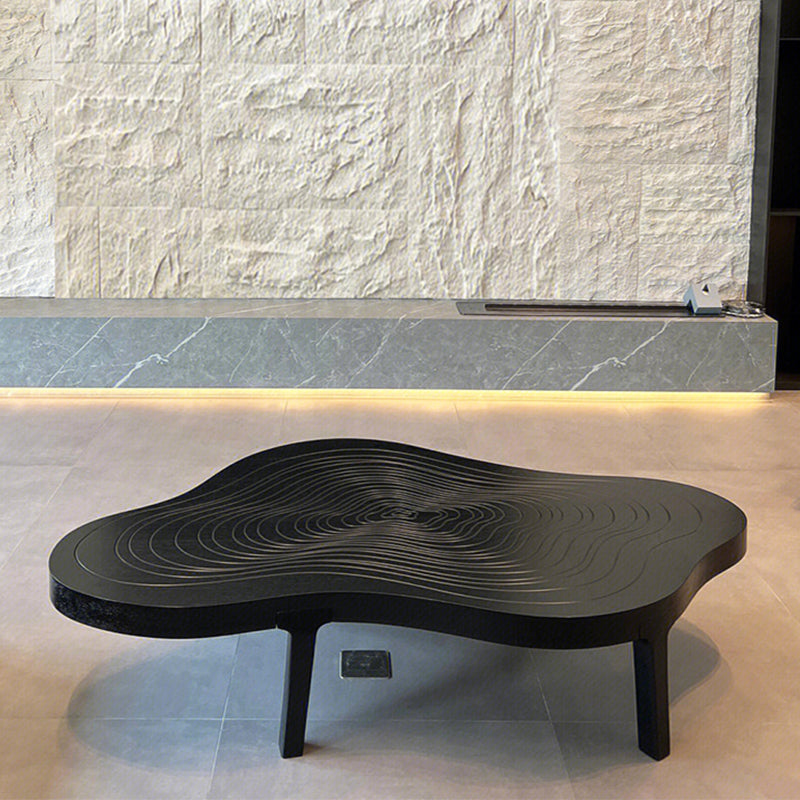 Black Coffee or End Table Contemporary Slate Coffee Cocktail Table with 4 Legs Clearhalo 'Coffee & Accent Tables' 'Coffee Tables' 'coffee_tables' 'furn' 'furn_coffee_tables' 'Furniture' 'Living Room Furniture' 7475811