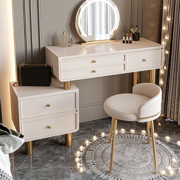 Glam Wood Vanity Dressing Table White Makeup Vanity Desk with Drawer