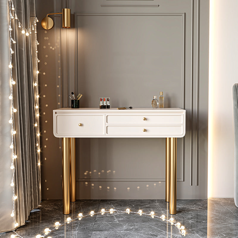 Glam Wood Vanity Dressing Table White Makeup Vanity Desk with Drawer