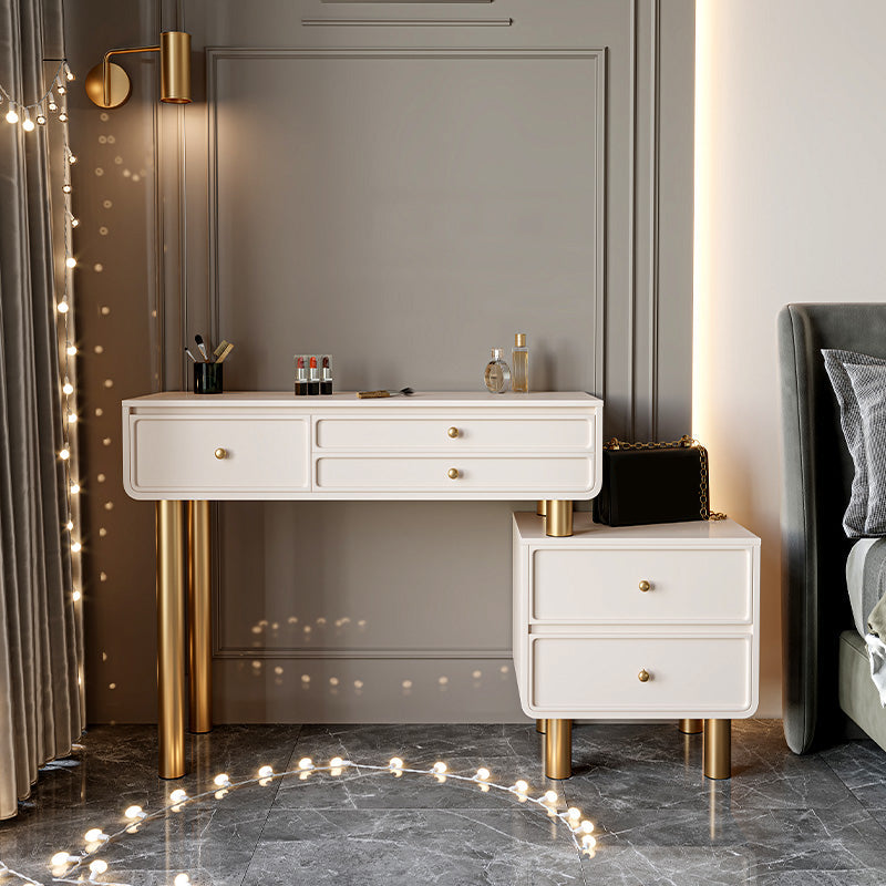 Glam Wood Vanity Dressing Table White Makeup Vanity Desk with Drawer