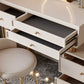 Glam Wood Vanity Dressing Table White Makeup Vanity Desk with Drawer