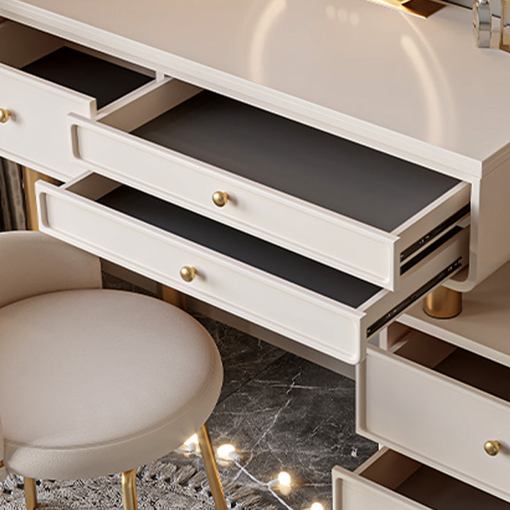 Glam Wood Vanity Dressing Table White Makeup Vanity Desk with Drawer