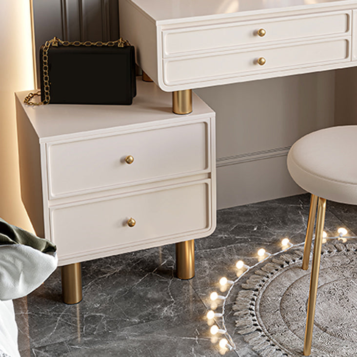 Glam Wood Vanity Dressing Table White Makeup Vanity Desk with Drawer