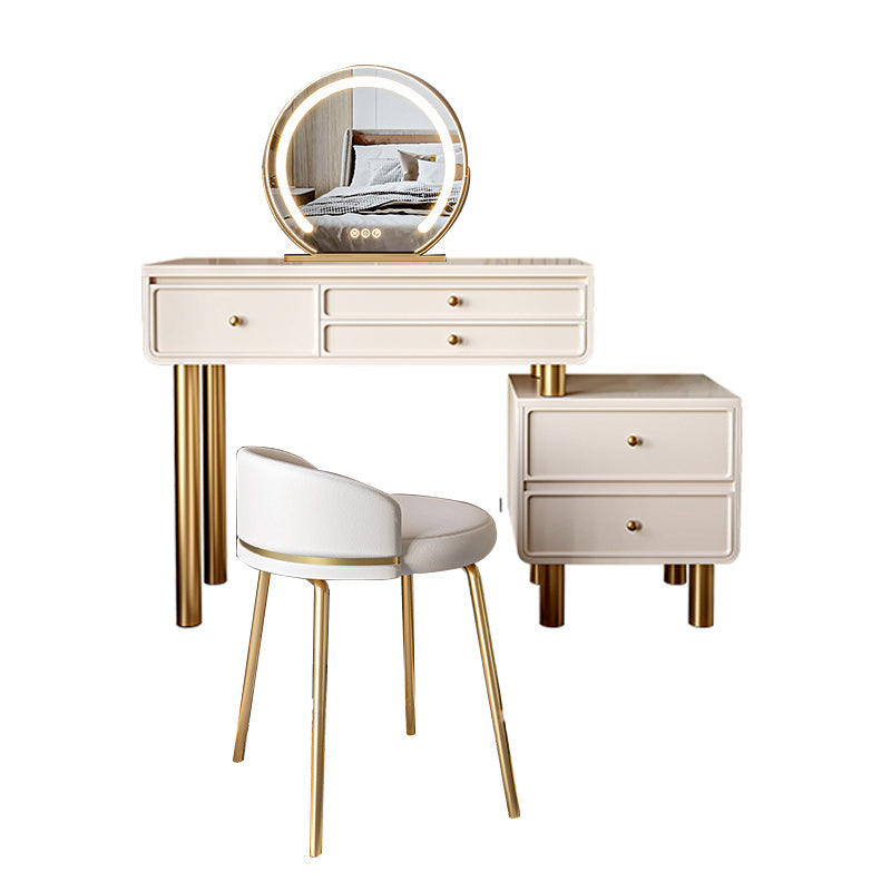 Glam Wood Vanity Dressing Table White Makeup Vanity Desk with Drawer
