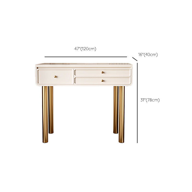 Glam Wood Vanity Dressing Table White Makeup Vanity Desk with Drawer