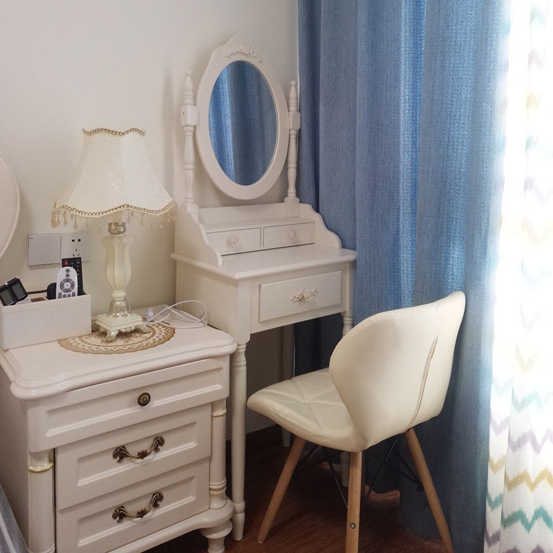 Contemporary Wood Vanity Dressing Table White Makeup Vanity Desk with Drawer