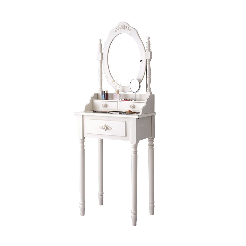 Contemporary Wood Vanity Dressing Table White Makeup Vanity Desk with Drawer