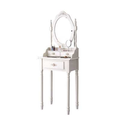Contemporary Wood Vanity Dressing Table White Makeup Vanity Desk with Drawer