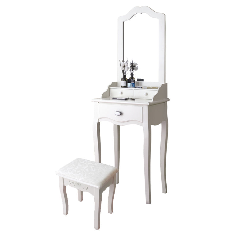 Contemporary Wood Vanity Dressing Table White Makeup Vanity Desk with Drawer
