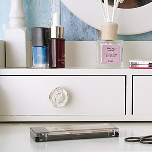 Contemporary Wood Vanity Dressing Table White Makeup Vanity Desk with Drawer