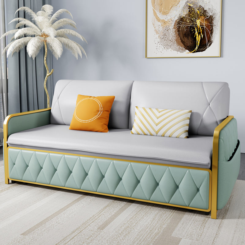 Divano a braccia quadrati letto in pelle in pelle glam cuscino pieghevole tornatore divano dormiente