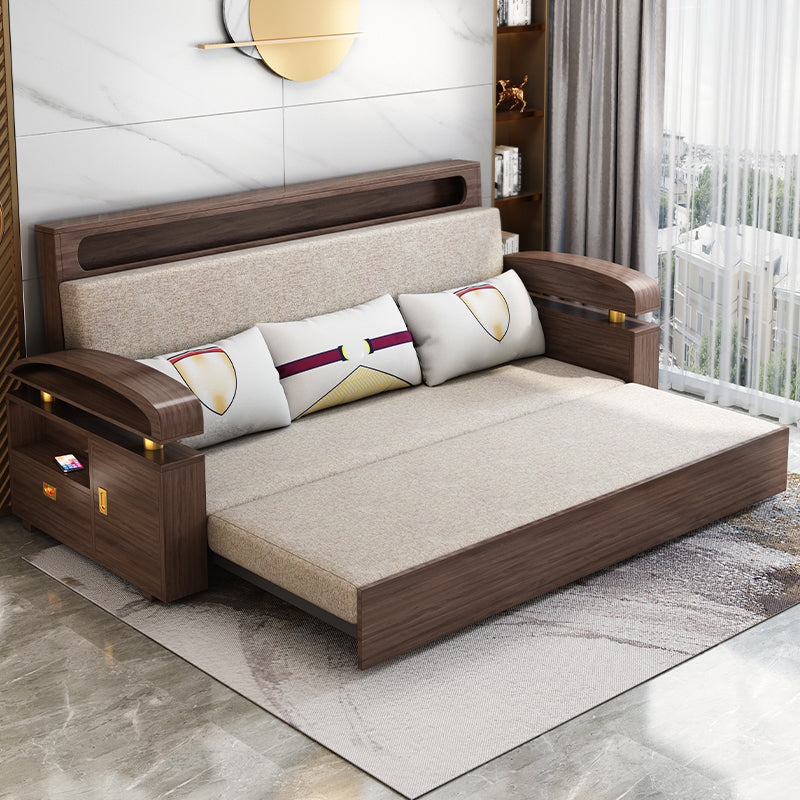 Glam Convertible Sofas Solid Wood Foldable Sleeper Sofa with Storage Clearhalo 'furn' 'furn_futons' 'Furniture' 'Futons & Daybeds' 'Futons' 'Living Room Furniture' 7476051