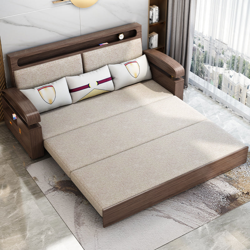 Glam Convertible Sofas Solid Wood Foldable Sleeper Sofa with Storage Clearhalo 'furn' 'furn_futons' 'Furniture' 'Futons & Daybeds' 'Futons' 'Living Room Furniture' 7476052