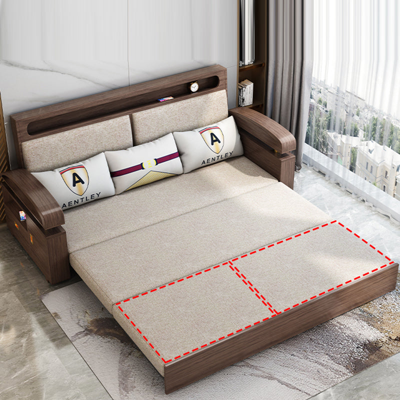 Glam Convertible Sofas Solid Wood Foldable Sleeper Sofa with Storage Clearhalo 'furn' 'furn_futons' 'Furniture' 'Futons & Daybeds' 'Futons' 'Living Room Furniture' 7476057