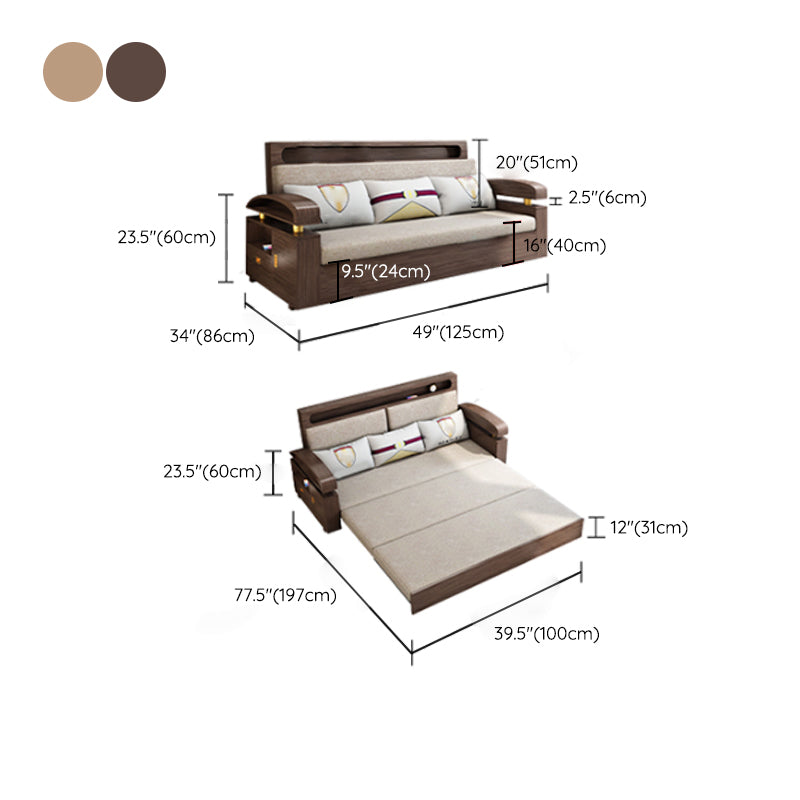 Glam Convertible Sofas Solid Wood Foldable Sleeper Sofa with Storage Clearhalo 'furn' 'furn_futons' 'Furniture' 'Futons & Daybeds' 'Futons' 'Living Room Furniture' 7476060