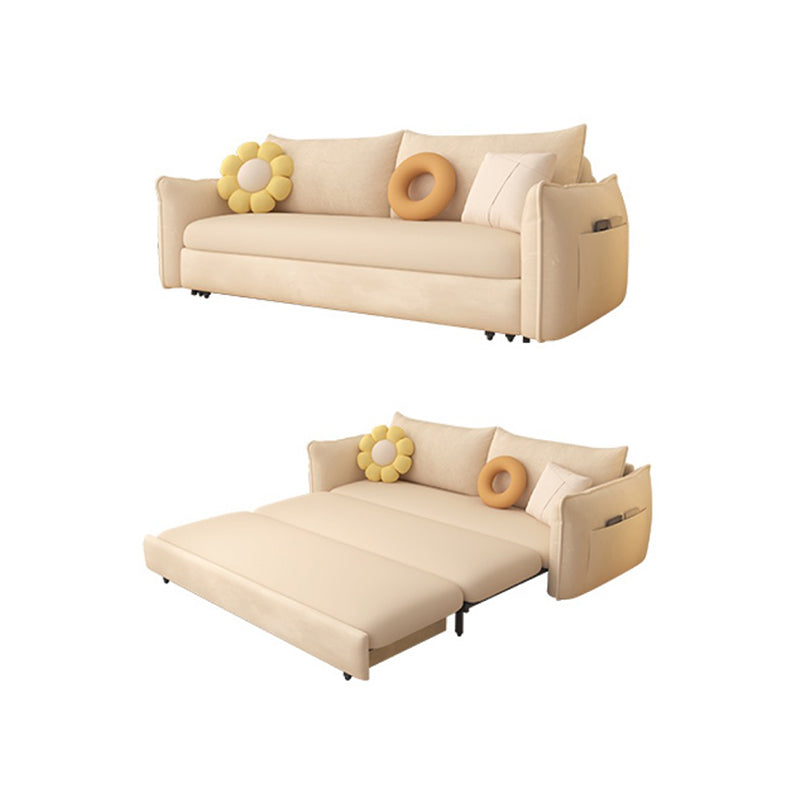 Scandinavian White Sleeper Sofa Faux Leather Foam Convertible Sofas Clearhalo 'furn' 'furn_futons' 'Furniture' 'Futons & Daybeds' 'Futons' 'Living Room Furniture' 7476116