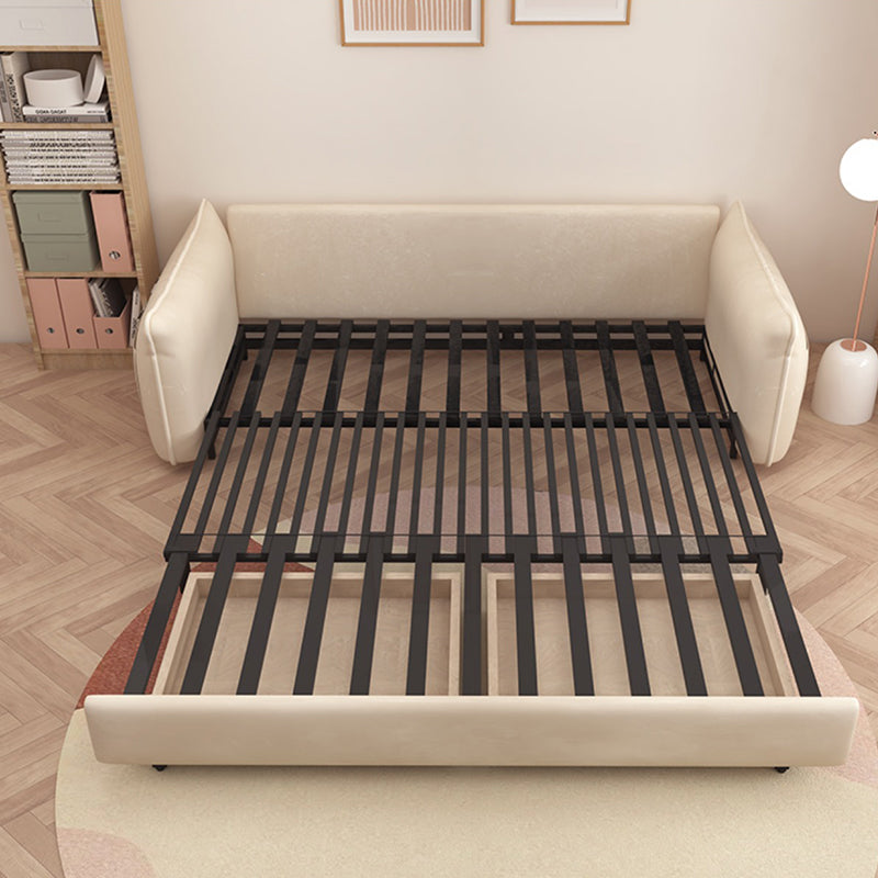 Scandinavian White Sleeper Sofa Faux Leather Foam Convertible Sofas Clearhalo 'furn' 'furn_futons' 'Furniture' 'Futons & Daybeds' 'Futons' 'Living Room Furniture' 7476120