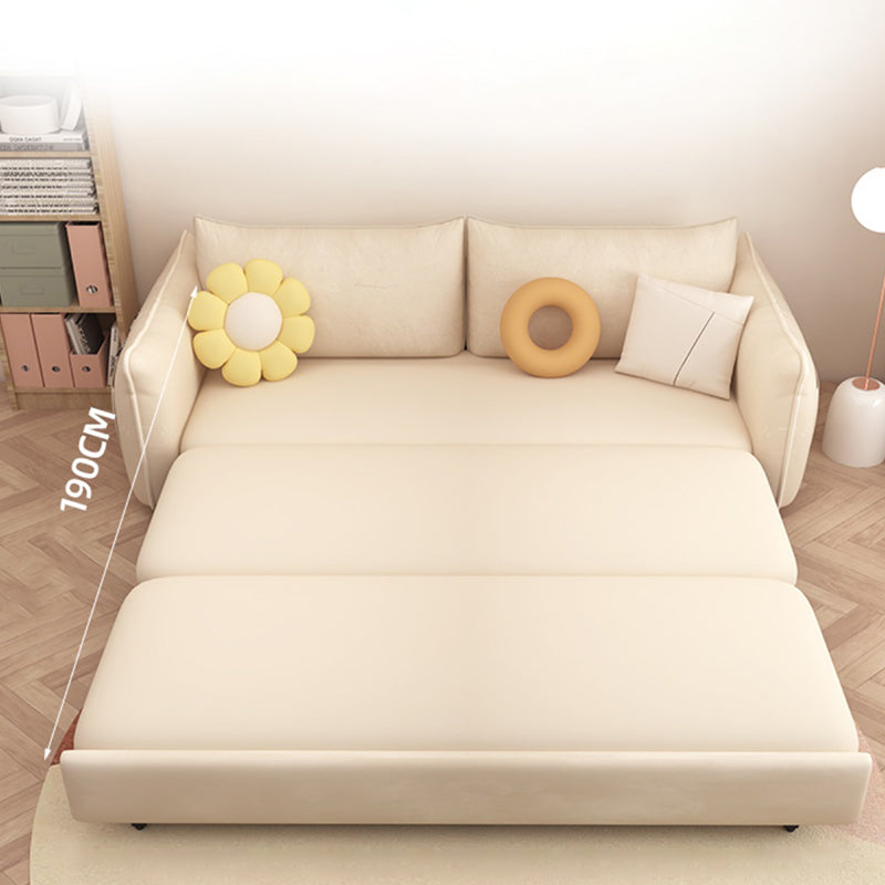 Scandinavian White Sleeper Sofa Faux Leather Foam Convertible Sofas Clearhalo 'furn' 'furn_futons' 'Furniture' 'Futons & Daybeds' 'Futons' 'Living Room Furniture' 7476121