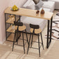Juego de mesa de bar rectangular moderno, juego de mesa de bar de madera maciza de 1/2/3 piezas