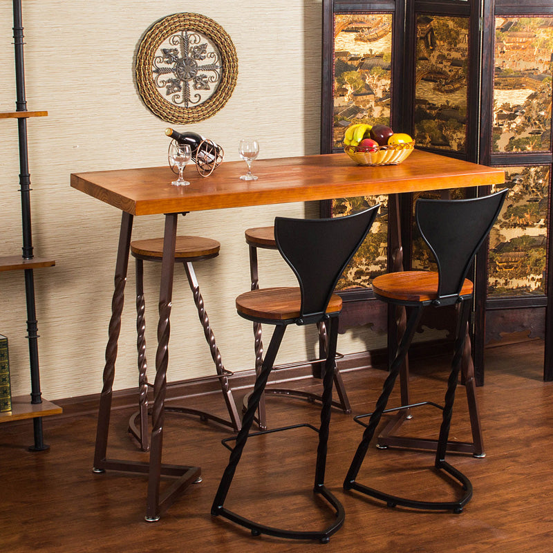 Industrial Style Solid Wood Pub Dining Set 1/2/5 Pcs Rectangular Pub Set for Home Clearhalo 'Bar Furniture' 'furn' 'furn_home_bar_bar_sets' 'Furniture' 'Home Bars & Bar Sets' 'home_bar_bar_sets' 'Kitchen & Dining Furniture' 7476704
