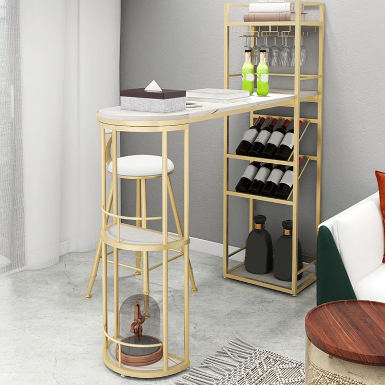 Juego de mesa de bar estilo Glam, juego de mesa de bar de granito blanco de 1/2 piezas para sala de estar