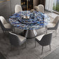 Metal Pedestal Dining Table Round Stone Top Dining Table for Dining Room Clearhalo 'Dining Tables & Seating' 'Dining Tables' 'dining_table' 'furn' 'furn_dining_table' 'Furniture' 'Kitchen & Dining Furniture' 7476834