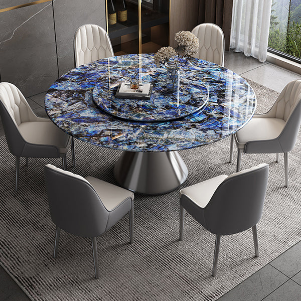 Metal Pedestal Dining Table Round Stone Top Dining Table for Dining Room Clearhalo 'Dining Tables & Seating' 'Dining Tables' 'dining_table' 'furn' 'furn_dining_table' 'Furniture' 'Kitchen & Dining Furniture' 7476834