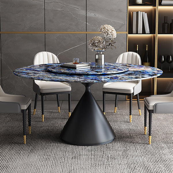 Metal Pedestal Dining Table Round Stone Top Dining Table for Dining Room Clearhalo 'Dining Tables & Seating' 'Dining Tables' 'dining_table' 'furn' 'furn_dining_table' 'Furniture' 'Kitchen & Dining Furniture' 7476835